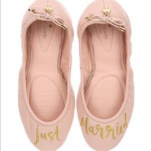 Kate Spade Leather Gwen “Just Married flats Pink 9